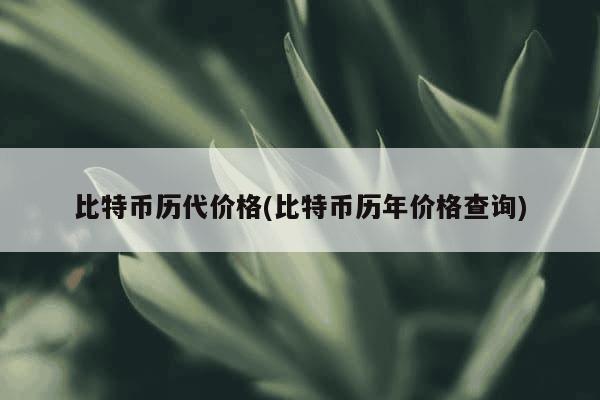 比特币历代价格(比特币历年价格查询)