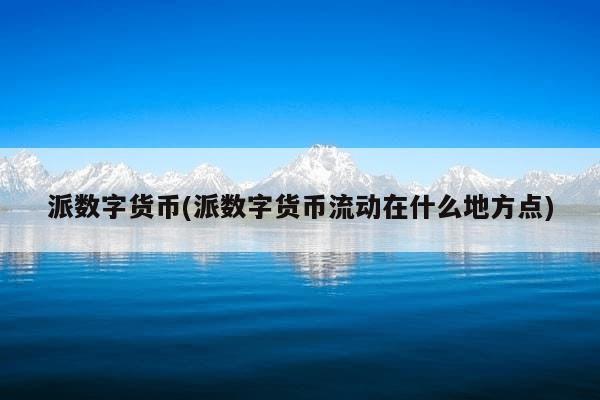 派数字货币(派数字货币流动在什么地方点)